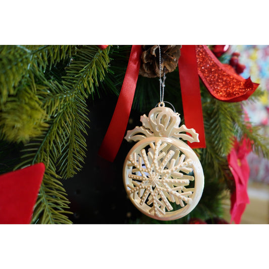 Ornament brad de Craciun, Perlat, Rotund, 8 cm x 11 cm, Plastic, Flippy-1