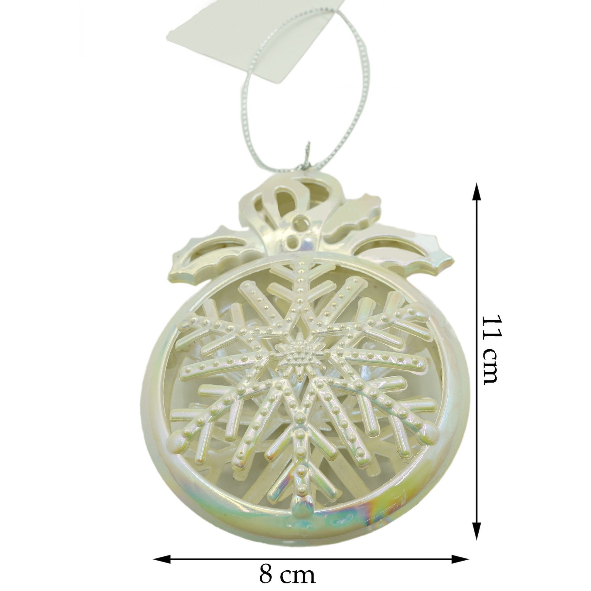 Ornament brad de Craciun, Perlat, Rotund, 8 cm x 11 cm, Plastic, Flippy-5