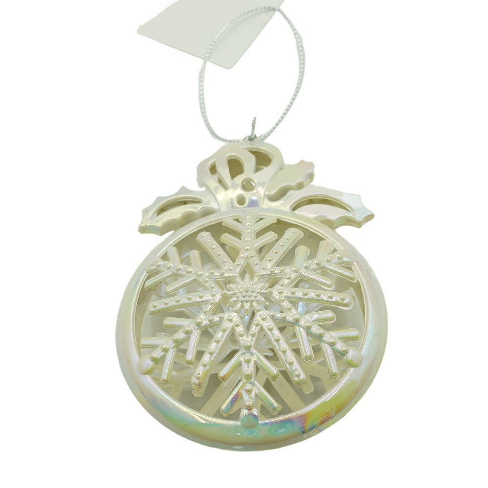 Ornament brad de Craciun, Perlat, Rotund, 8 cm x 11 cm, Plastic, Flippy-0