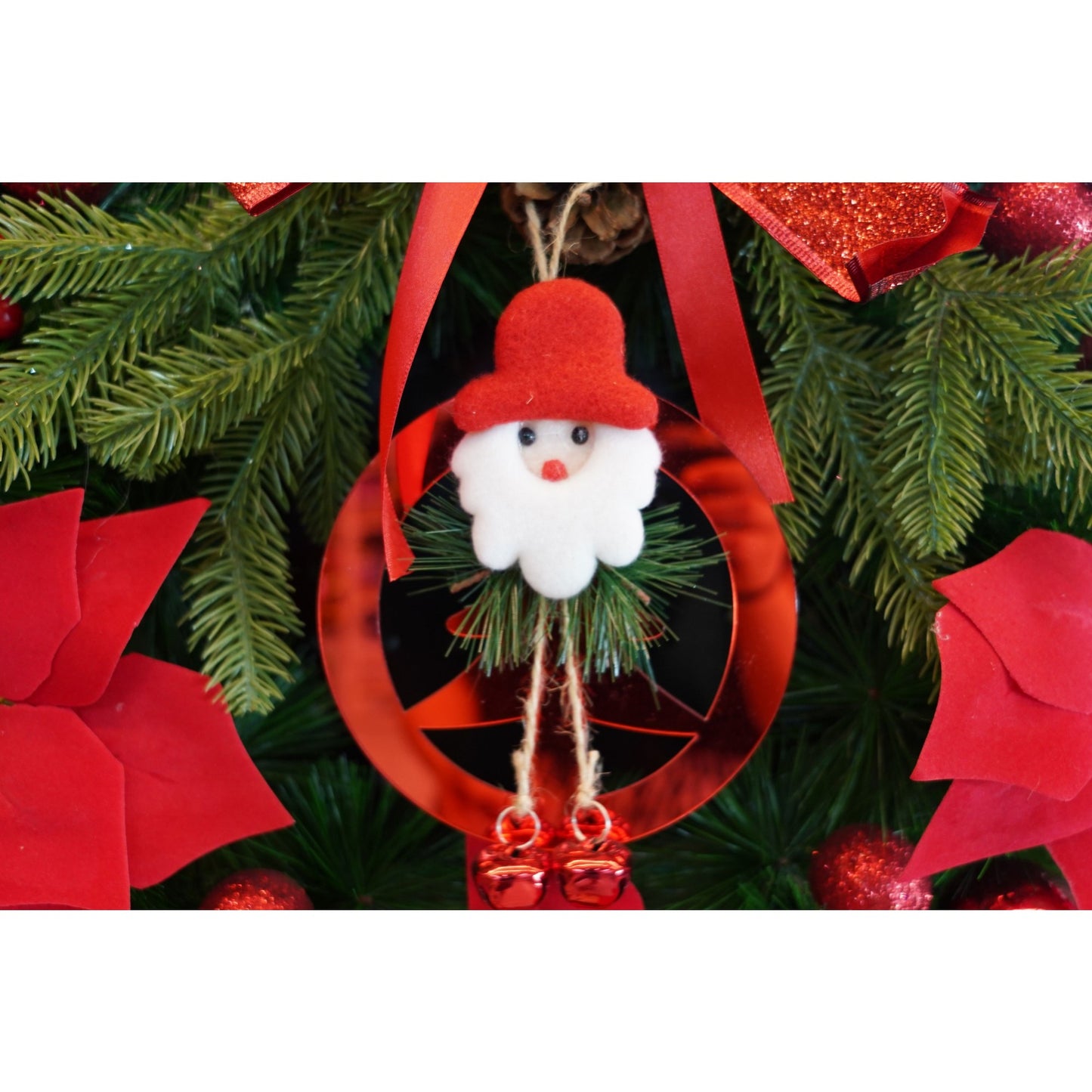 Ornament brad, Flippy, Brad cu clopotei, Rosu, Lucios, 15*20CM, Acril, Interior/ Exterior-3