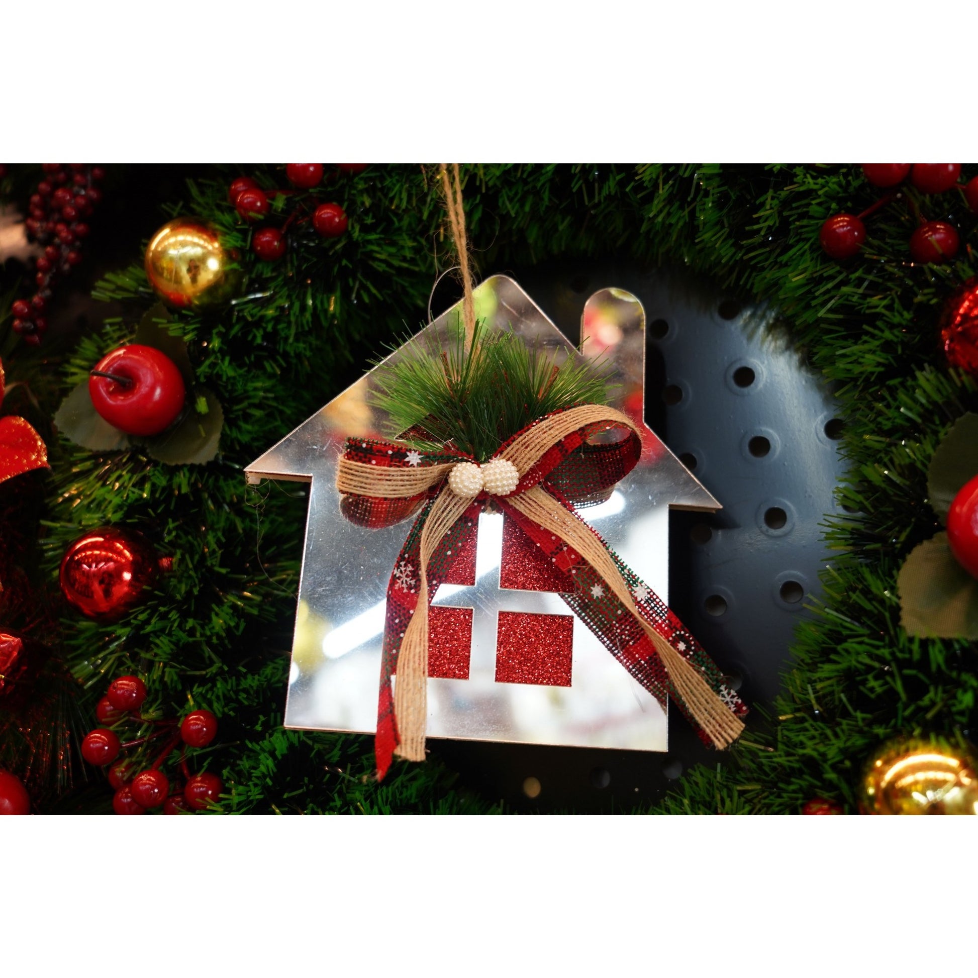 Ornament brad, Flippy, Casa, Argintiu, Lucios, 14*17CM, Acril, Interior/ Exterior-2