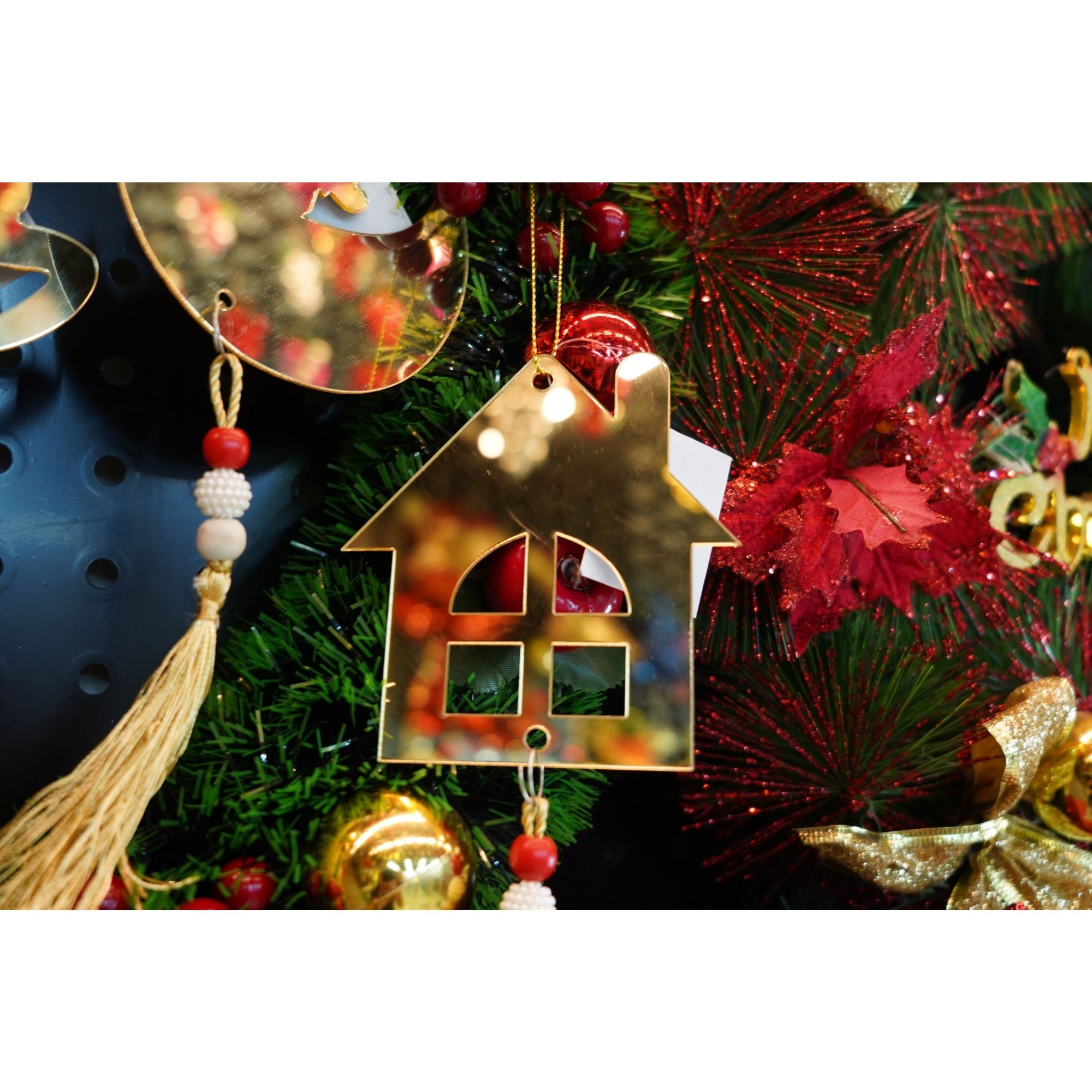 Ornament brad, Flippy, Casa, Auriu, Lucios, 10*25CM, Acril, Interior/ Exterior-2