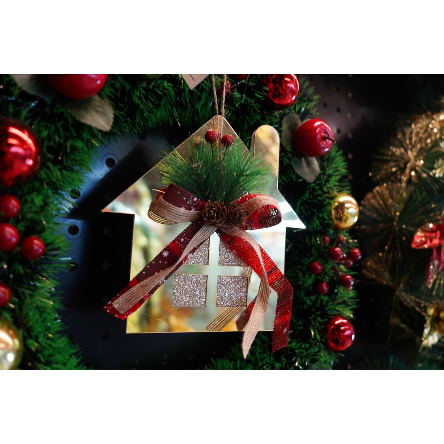 Ornament brad, Flippy, Casa, Auriu, Lucios, 16*17CM, Acril, Interior/ Exterior-2