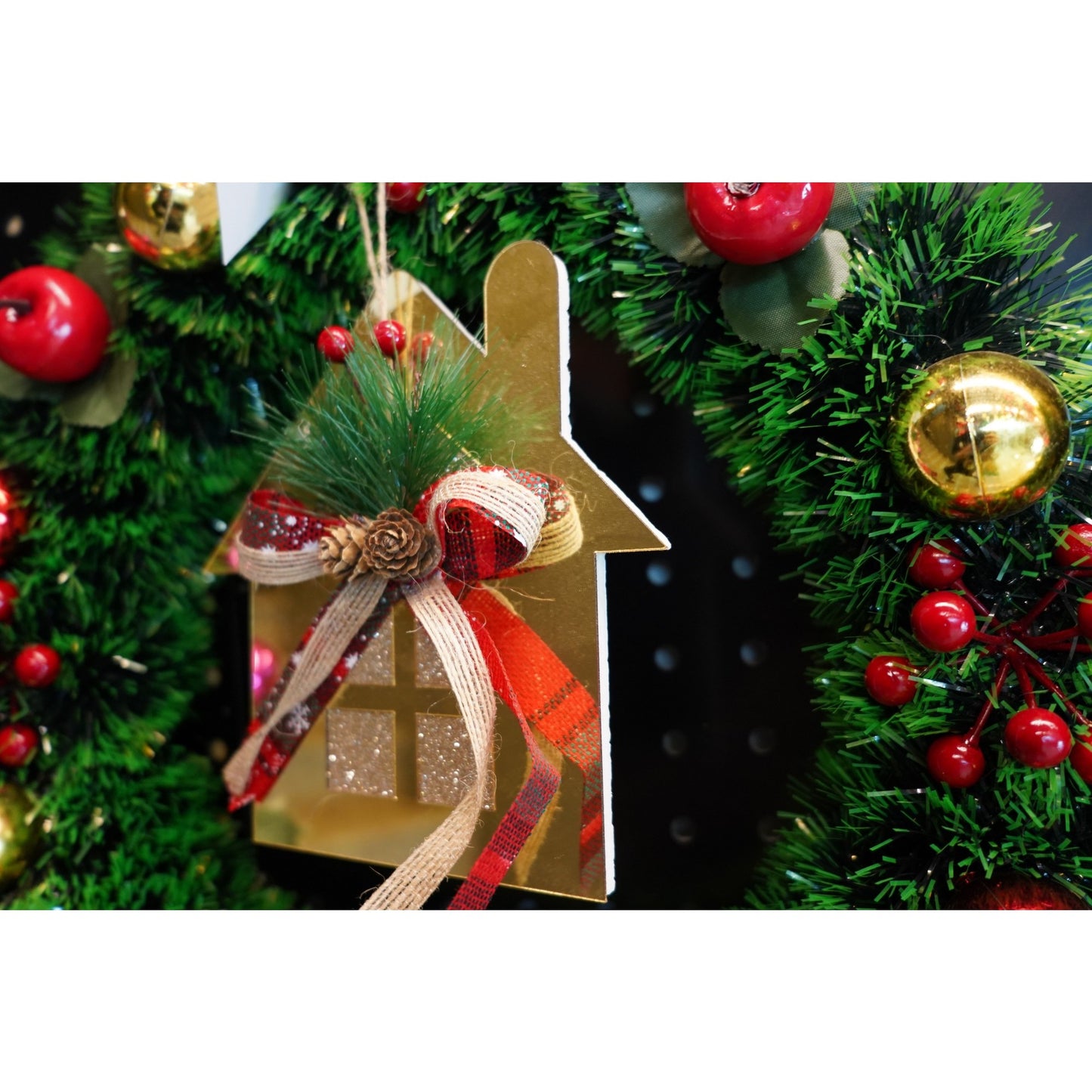 Ornament brad, Flippy, Casa, Auriu, Lucios, 16*17CM, Acril, Interior/ Exterior-3