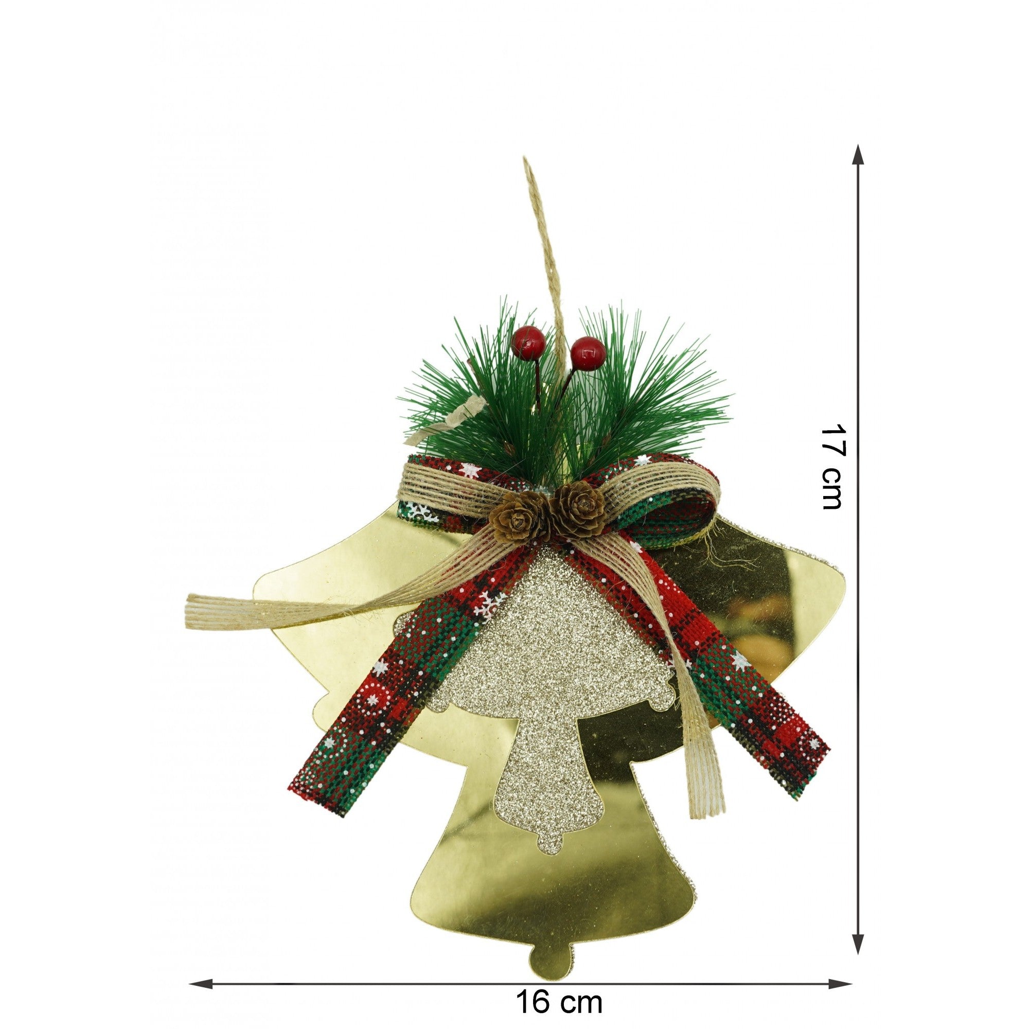 Ornament brad, Flippy, Clopotei, Auriu, Lucios, 16*17CM, Acril, Interior/ Exterior-4
