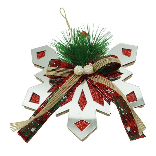 Ornament brad, Flippy, Fulg de nea, Argintiu, Lucios, 14*15CM, Acril, Interior/ Exterior-0