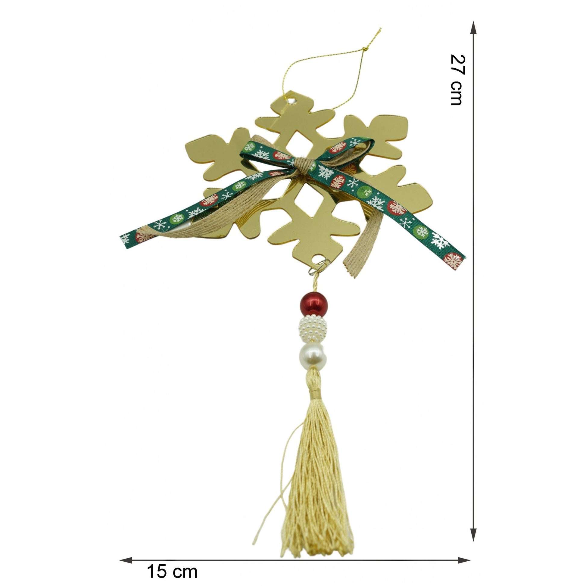 Ornament brad, Flippy, Fulg de nea, Auriu, Lucios, 15*27CM, Acril, Interior/ Exterior-5