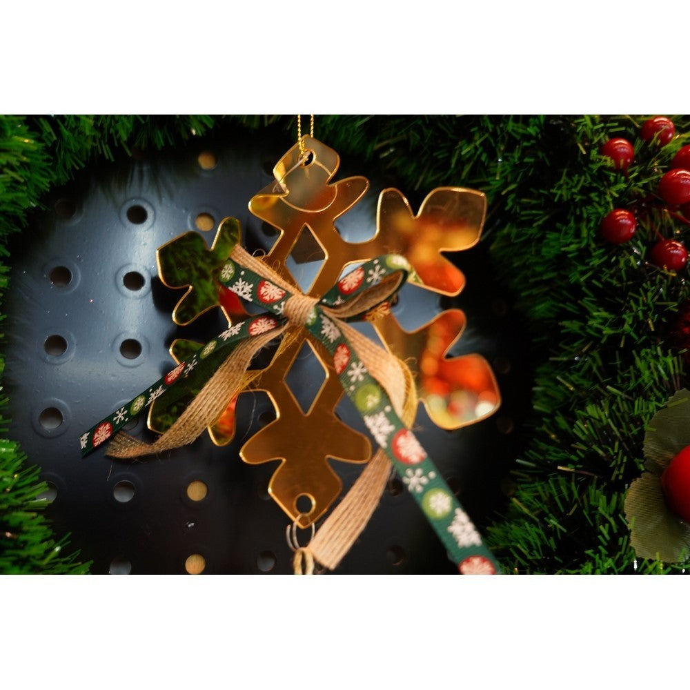 Ornament brad, Flippy, Fulg de nea, Auriu, Lucios, 15*27CM, Acril, Interior/ Exterior-7
