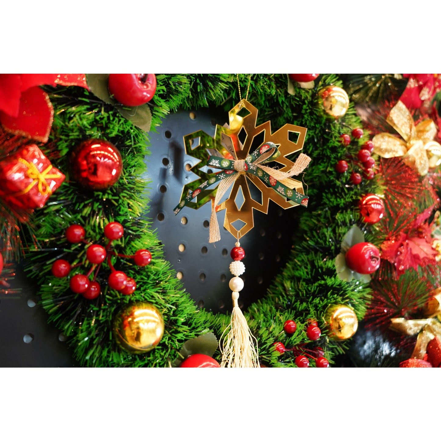 Ornament brad, Flippy, Fulg de nea, Auriu, Lucios, 16*30CM, Acril, Interior/ Exterior-1