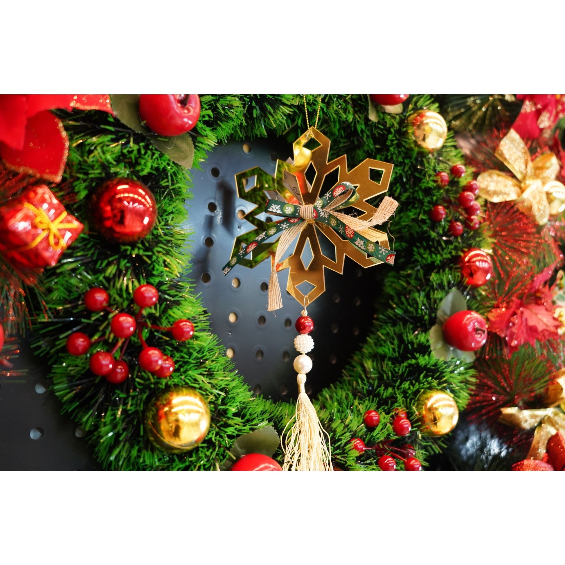 Ornament brad, Flippy, Fulg de nea, Auriu, Lucios, 16*30CM, Acril, Interior/ Exterior-1