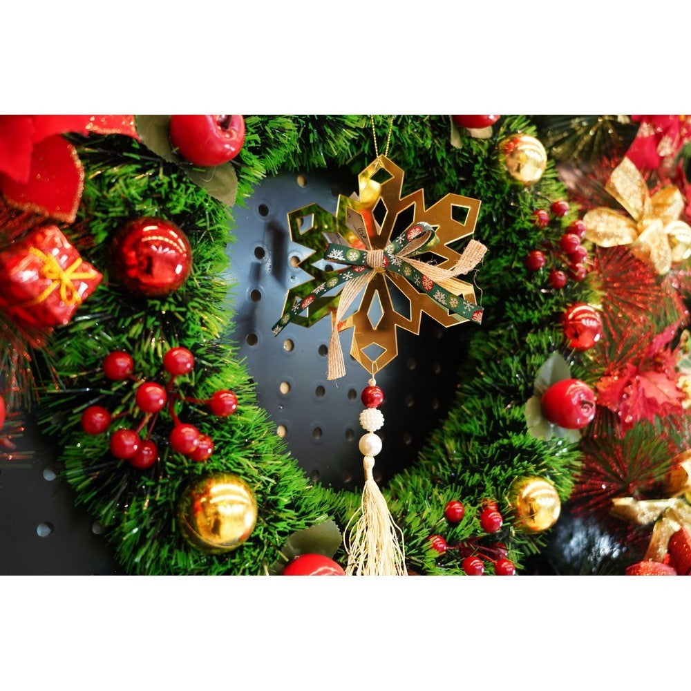 Ornament brad, Flippy, Fulg de nea, Auriu, Lucios, 16*30CM, Acril, Interior/ Exterior-6