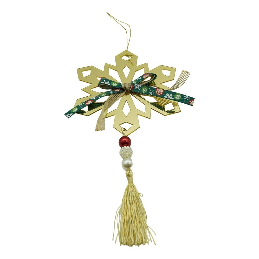 Ornament brad, Flippy, Fulg de nea, Auriu, Lucios, 16*30CM, Acril, Interior/ Exterior-0