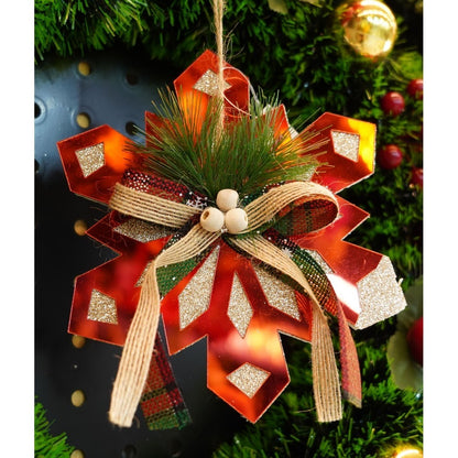 Ornament brad, Flippy, Fulg de nea, Rosu, Lucios, 15*15CM, Acril, Interior/ Exterior-6