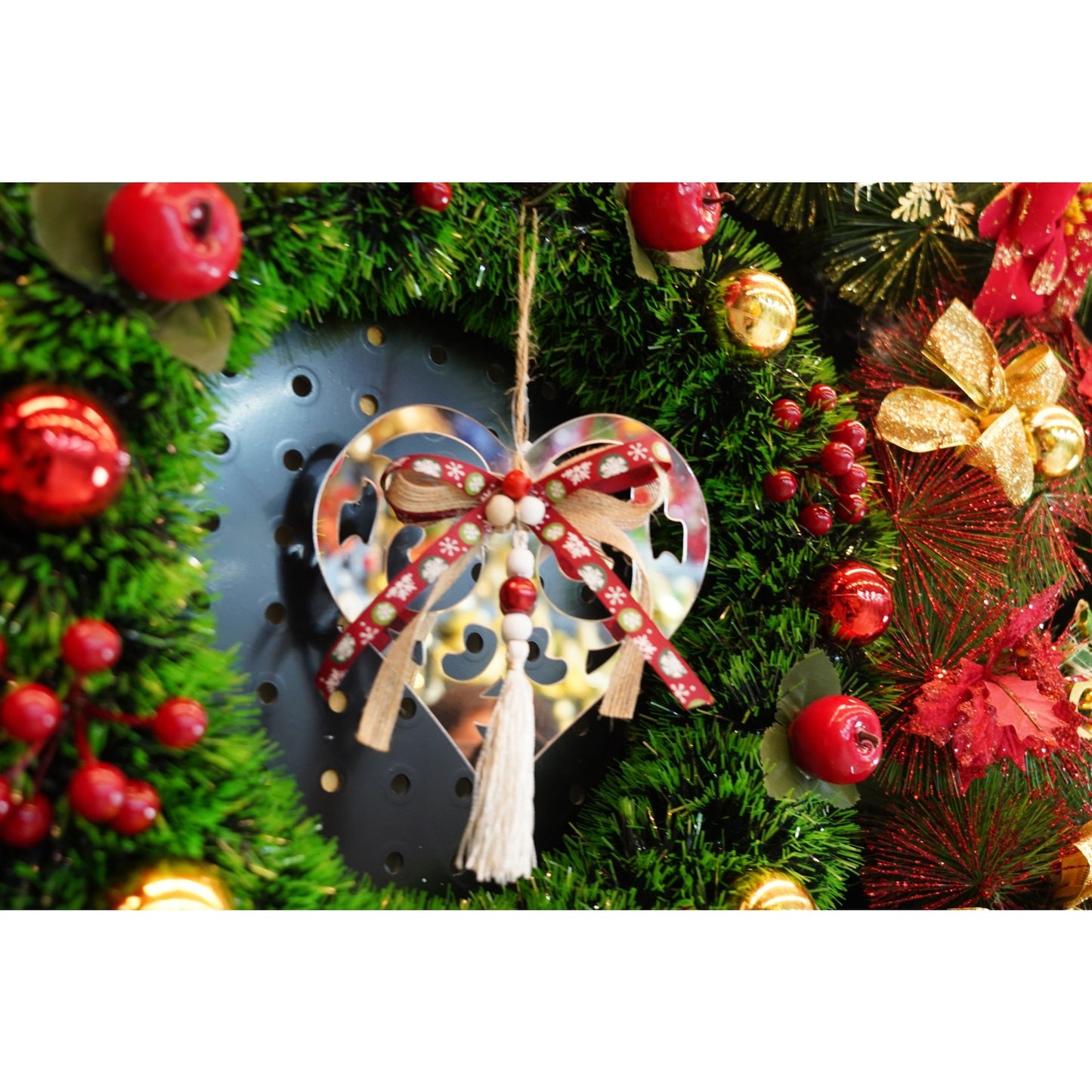 Ornament brad, Flippy, Inima, Argintiu, Lucios, 14*26CM, Acril, Interior/ Exterior-1