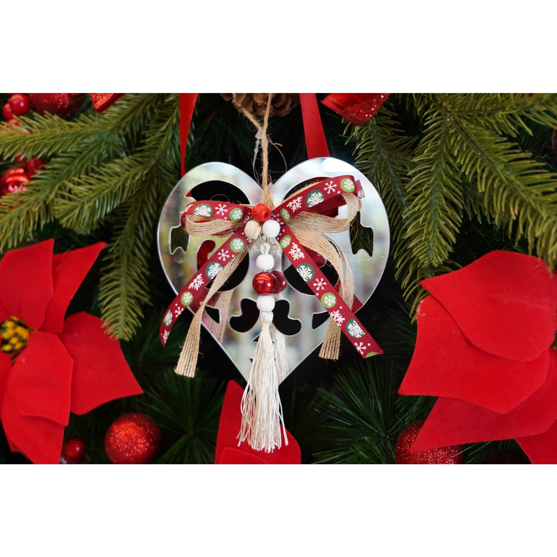 Ornament brad, Flippy, Inima, Argintiu, Lucios, 14*26CM, Acril, Interior/ Exterior-2