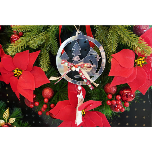 Ornament brad, Flippy, Pasare, Argintiu, Lucios, 14*26CM, Acril, Interior/ Exterior-1
