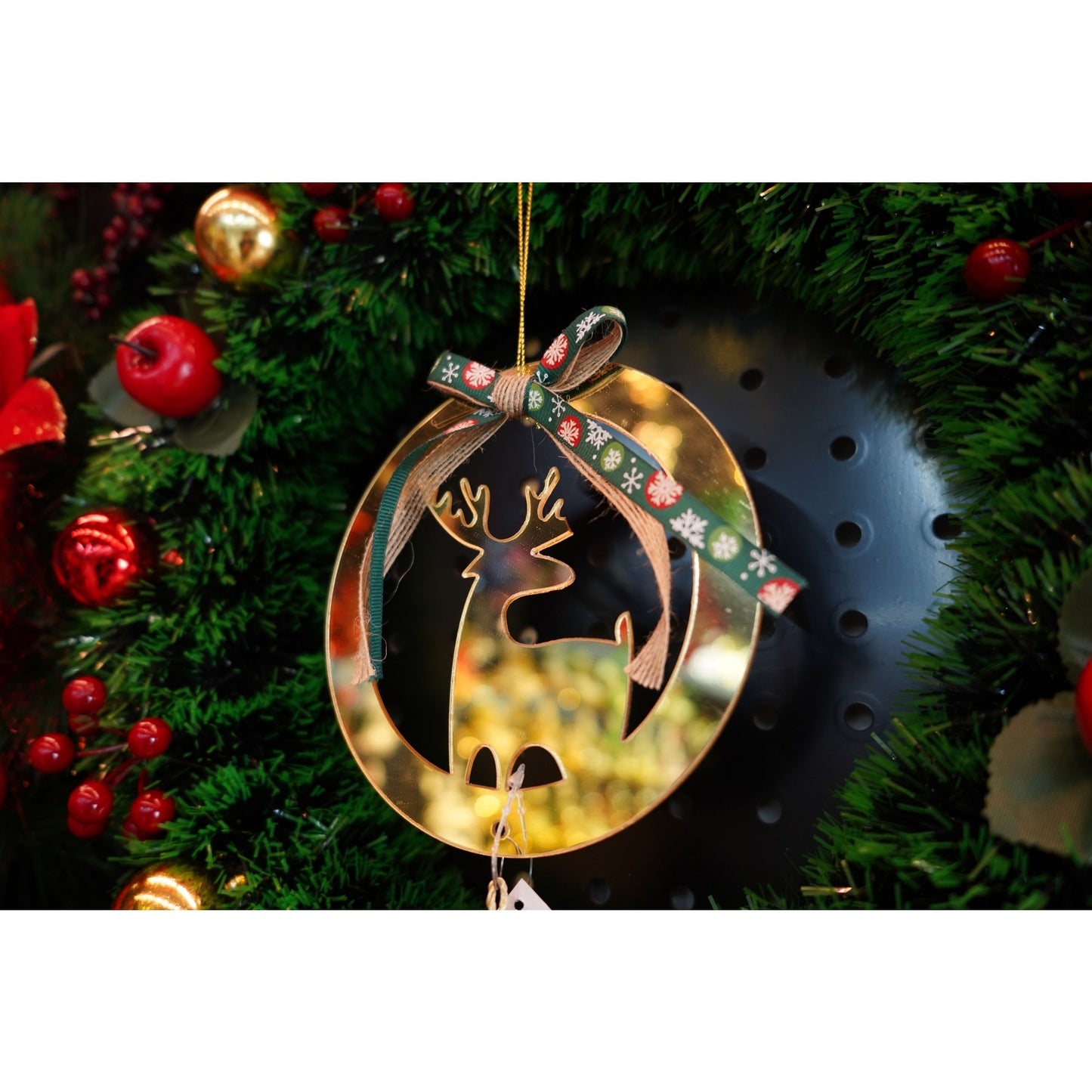 Ornament brad, Flippy, Ren, Auriu, Lucios, 15*25CM, Acril, Interior/ Exterior-2