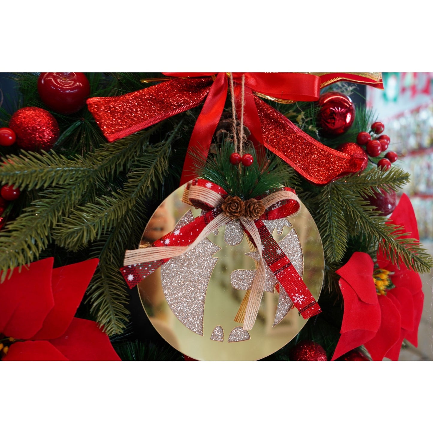 Ornament brad, Flippy, Ren, Auriu, Lucios, 17*17CM, Acril, Interior/ Exterior-2