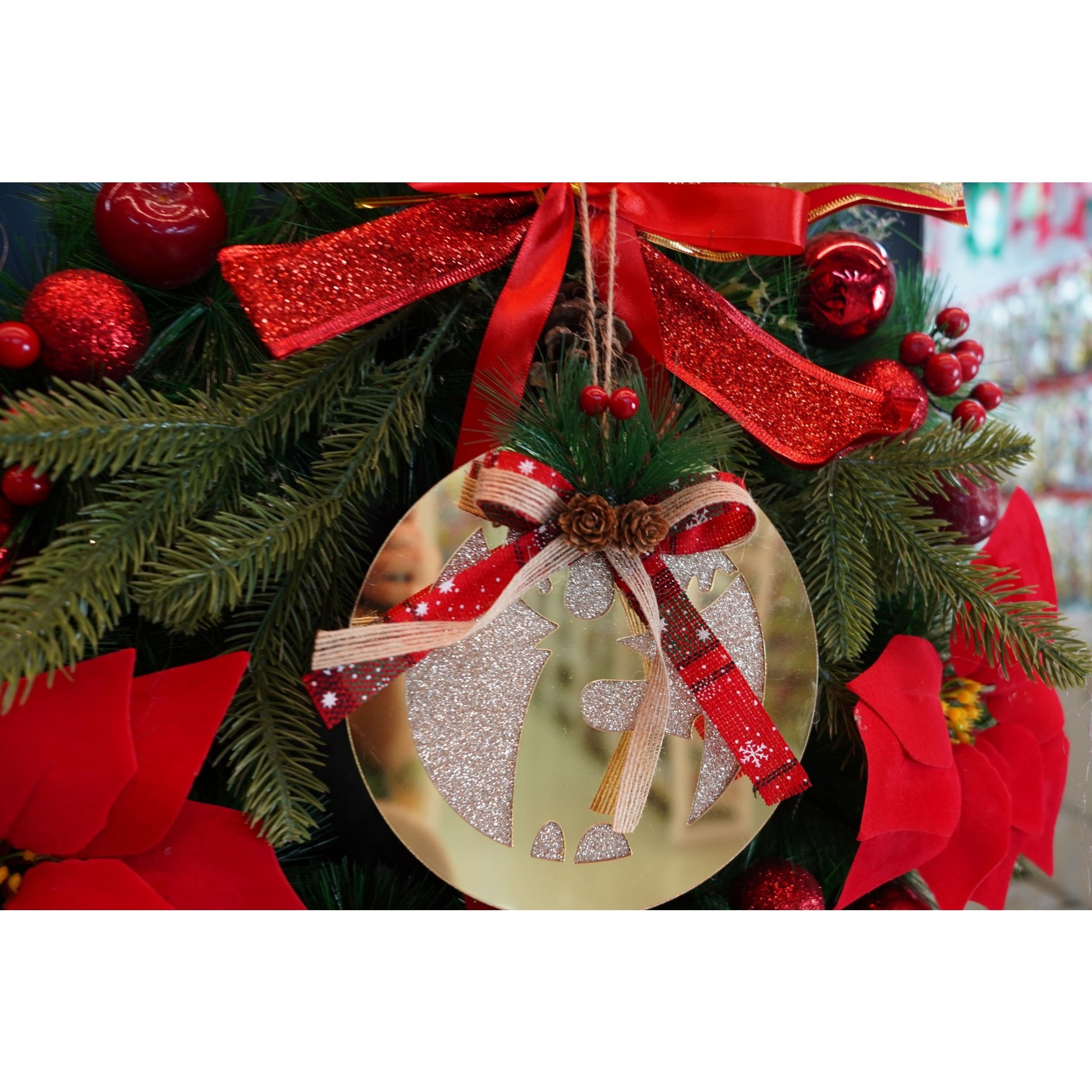 Ornament brad, Flippy, Ren, Auriu, Lucios, 17*17CM, Acril, Interior/ Exterior-2