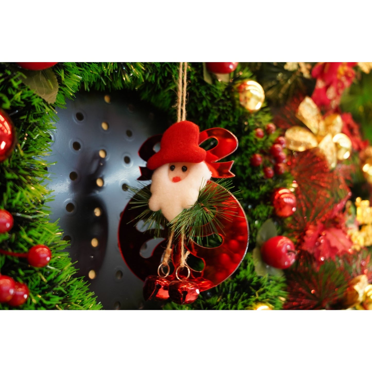 Ornament brad, Flippy, Rotund cu clopotei, Rosu, Lucios, 15*20CM, Acril, Interior/ Exterior-2