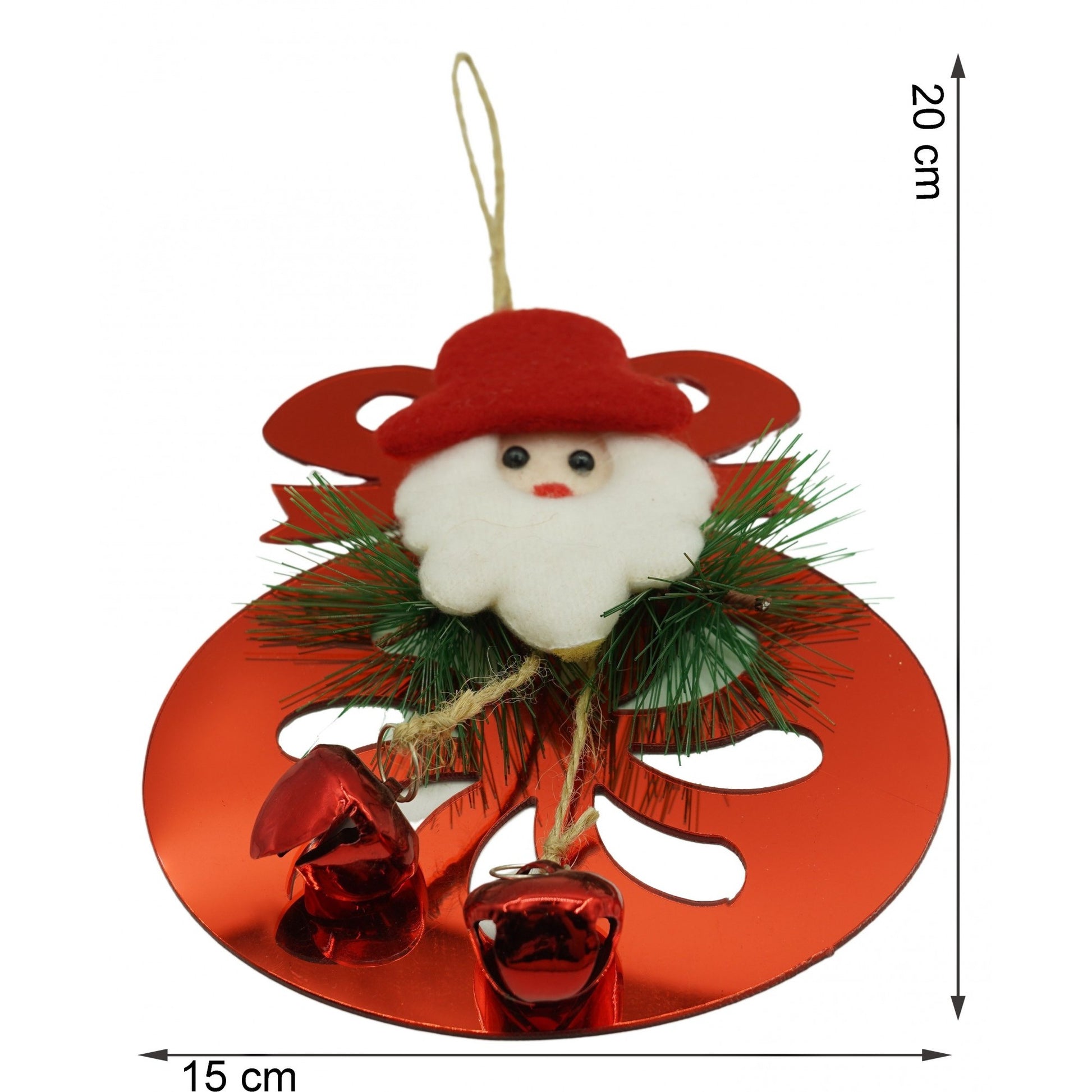 Ornament brad, Flippy, Rotund cu clopotei, Rosu, Lucios, 15*20CM, Acril, Interior/ Exterior-5