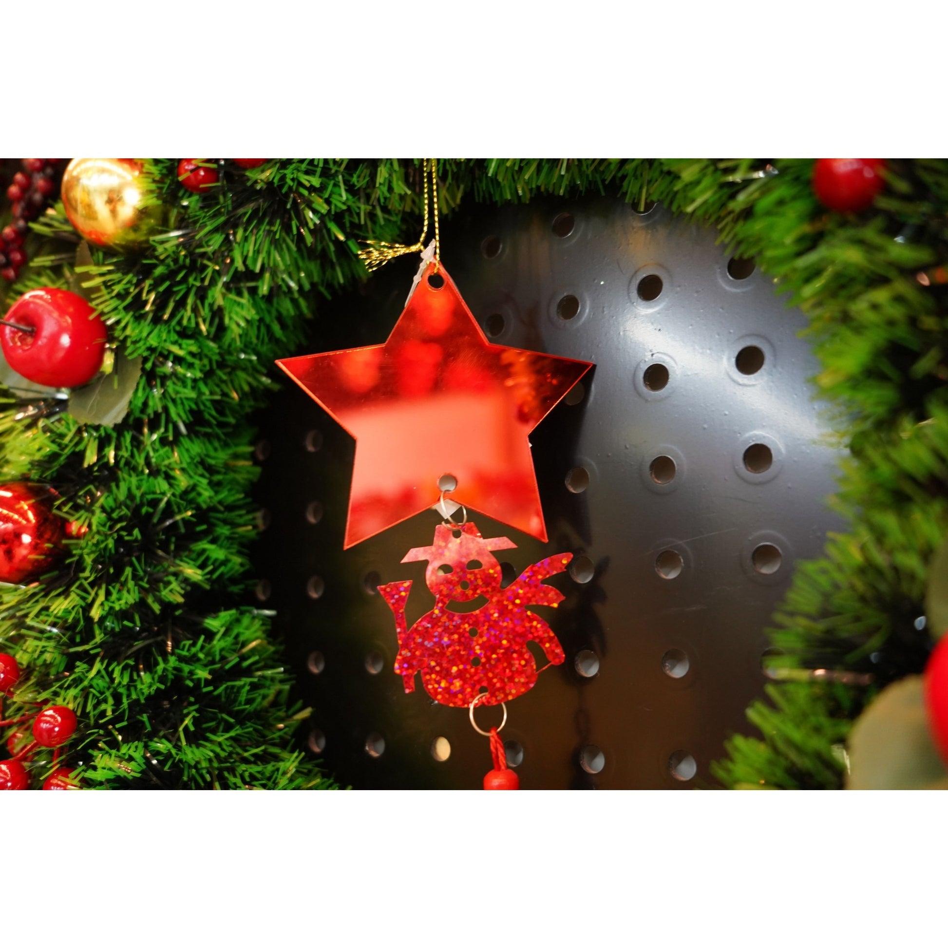 Ornament brad, Flippy, Stea, Om de zapada, Rosu, Lucios, 10*28CM, Acril, Interior/ Exterior-2
