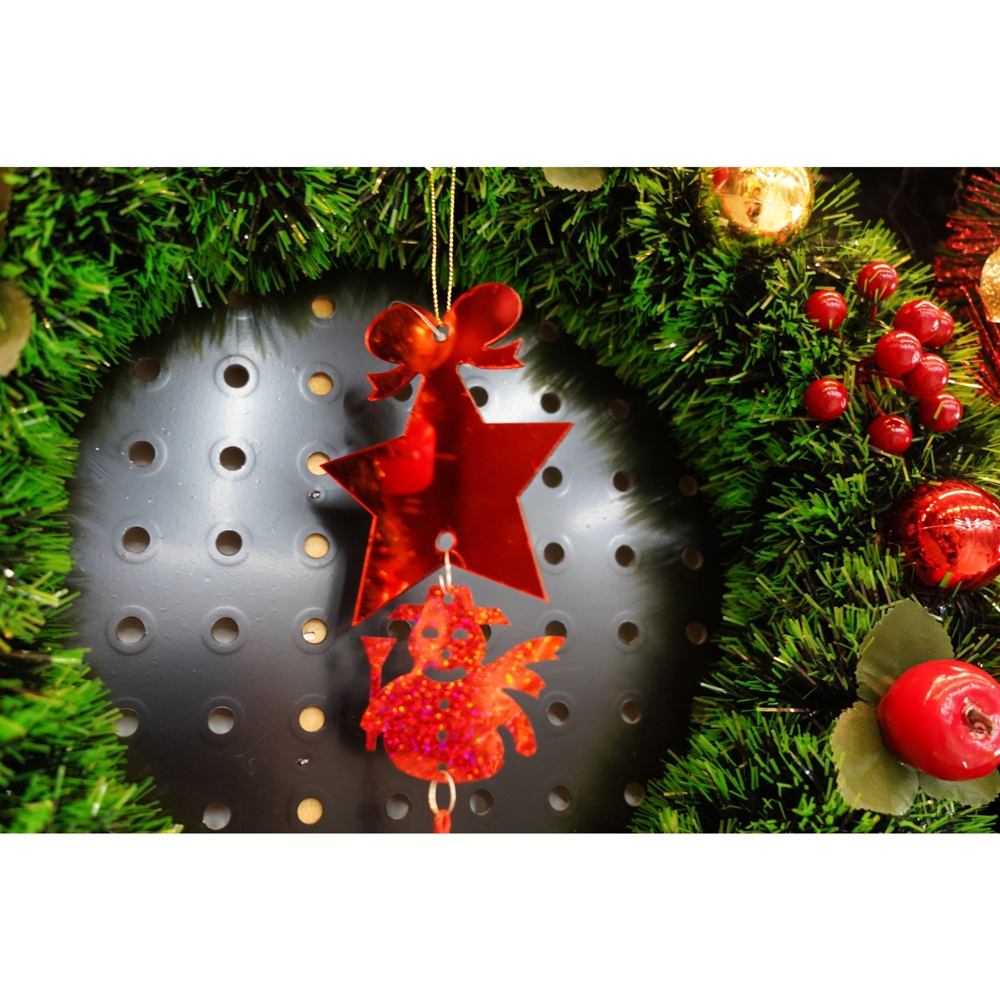 Ornament brad, Flippy, Stea, Om de zapada, Rosu, Lucios, 10*28CM, Acril, Interior/ Exterior-2