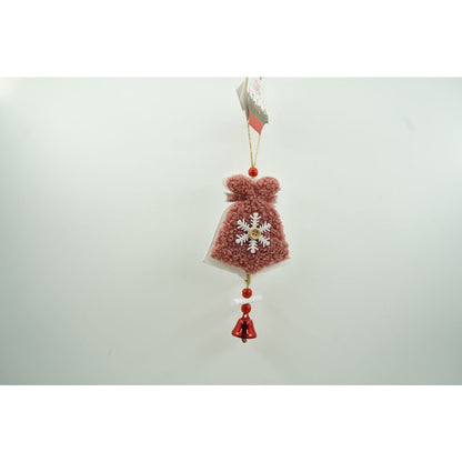 Ornament de brad broderie cu clopot, Flippy, roz, lemn, 18 cm-1