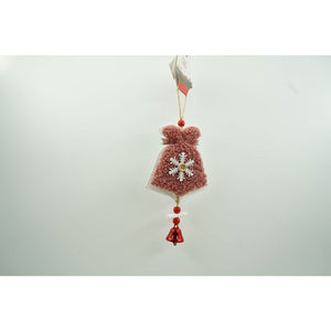 Ornament de brad broderie cu clopot, Flippy, roz, lemn, 18 cm-0