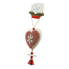 Ornament de brad broderie cu inima, Flippy, roz, lemn, 18 cm-0