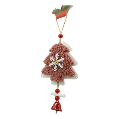 Ornament de brad broderie cu pomul de craciun, Flippy, roz, lemn, 18 cm-1