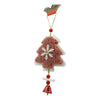 Ornament de brad broderie cu pomul de craciun, Flippy, roz, lemn, 18 cm-0