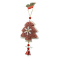 Ornament de brad broderie cu pomul de craciun, Flippy, roz, lemn, 18 cm-0