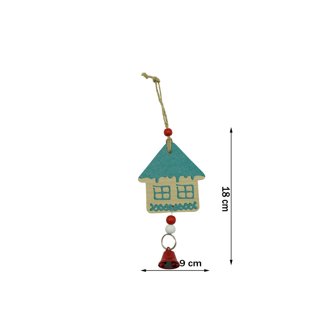Ornament de brad casuta, Flippy, multicolor, lemn, 18 cm-5
