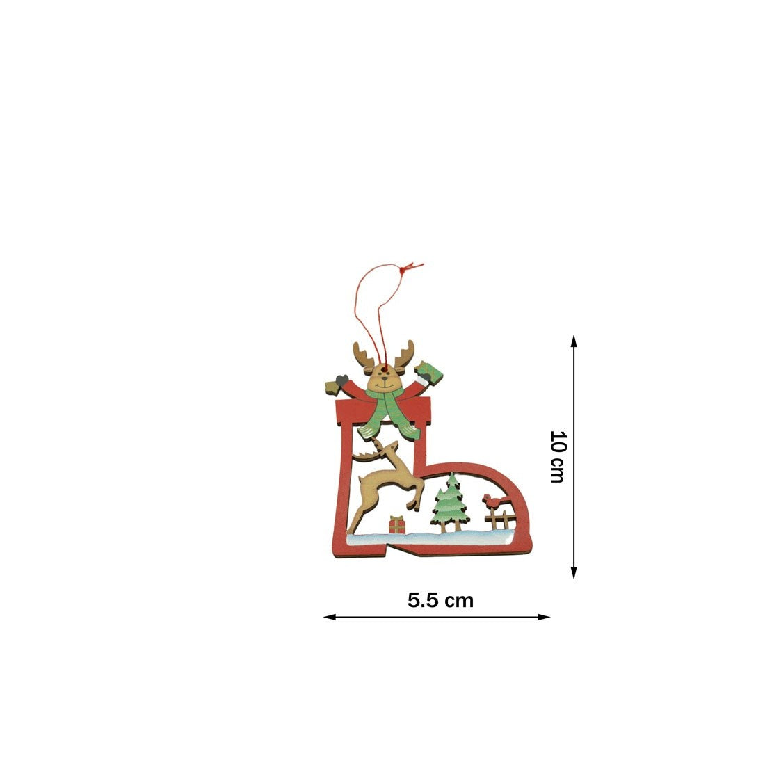 Ornament de brad cerb, Flippy, multicolor, lemn, 10 cm-5