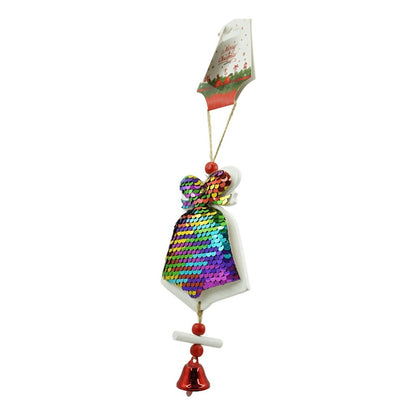 Ornament de brad clopotel din paiete, Flippy, multicolor, lemn, 18 cm-1