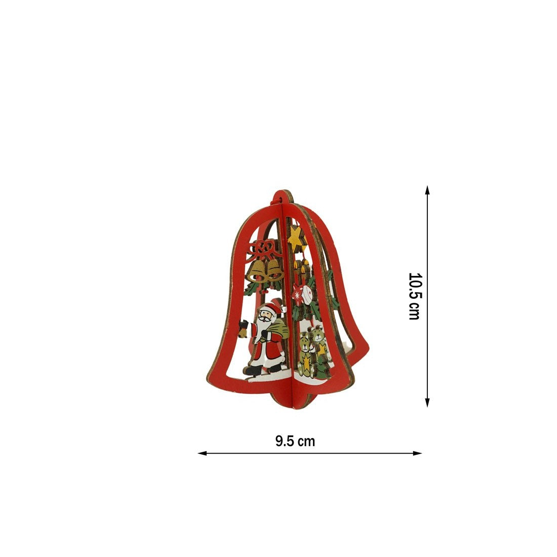 Ornament de brad clopotel, Flippy, multicolor, lemn, 10.5x9.5 cm-5