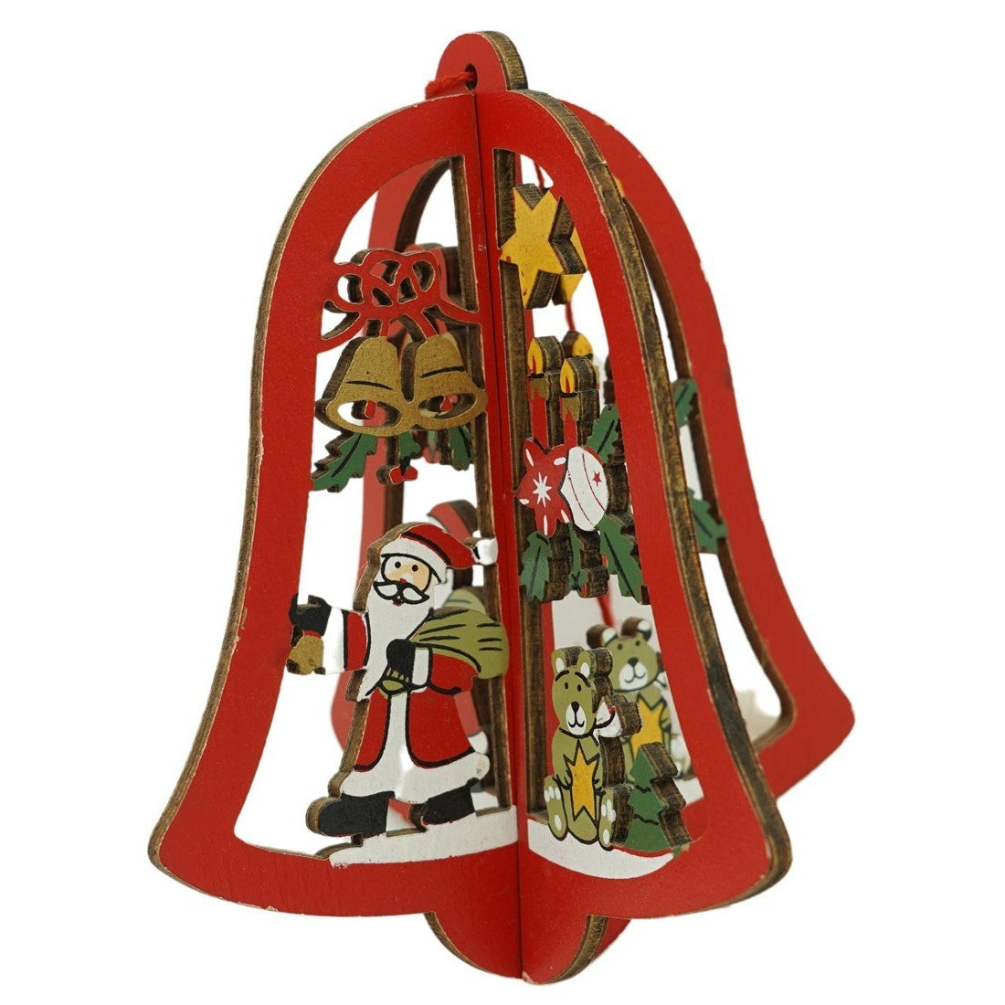 Ornament de brad clopotel, Flippy, multicolor, lemn, 10.5x9.5 cm-0
