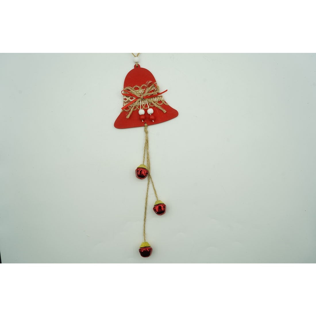Ornament de brad clopotel, Flippy, rosu, lemn/textil, 36 cm-3