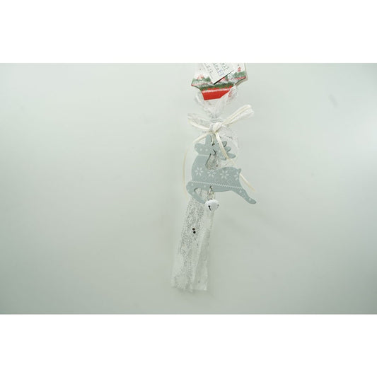 Ornament de brad craciun cerb, Flippy, gri, lemn, 25 cm-1