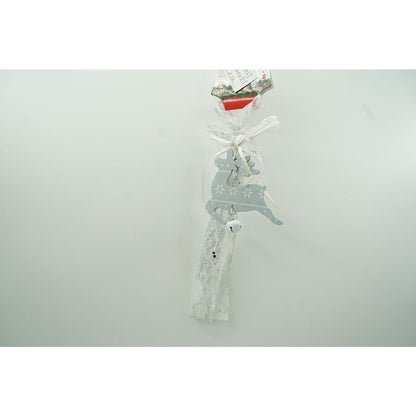 Ornament de brad craciun cerb, Flippy, gri, lemn, 25 cm-0