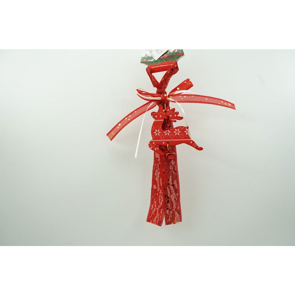 Ornament de brad craciun cerb, Flippy, rosu, lemn, 25 cm-1