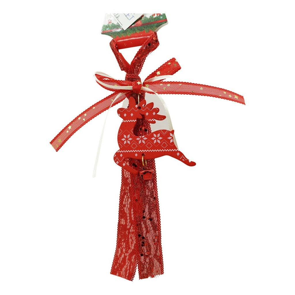 Ornament de brad craciun cerb, Flippy, rosu, lemn, 25 cm-2