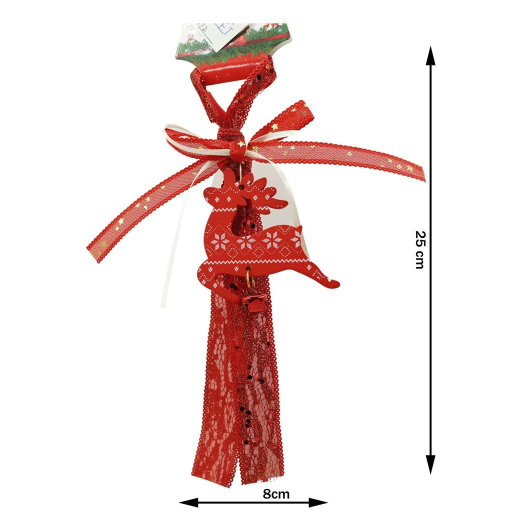 Ornament de brad craciun cerb, Flippy, rosu, lemn, 25 cm-3