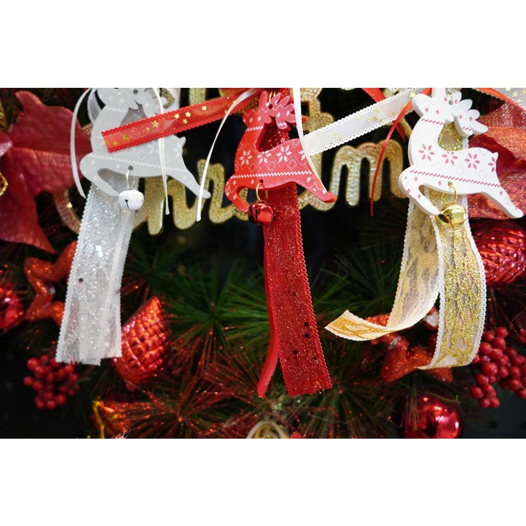 Ornament de brad craciun cerb, Flippy, rosu, lemn, 25 cm-6