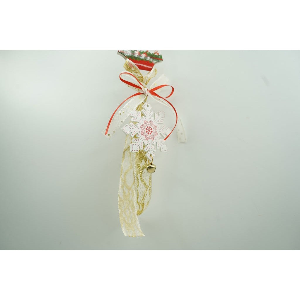 Ornament de brad fulg de nea, Flippy, alb, lemn, 25 cm-1