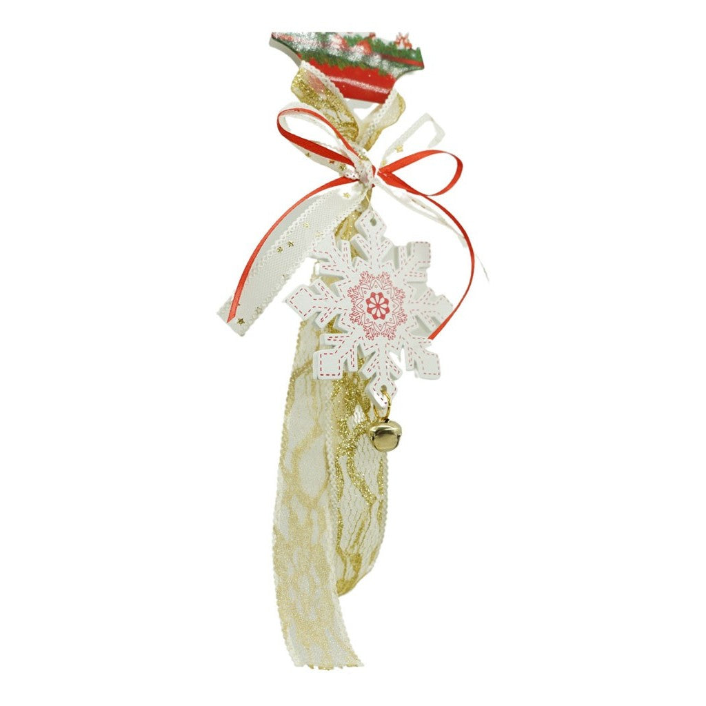 Ornament de brad fulg de nea, Flippy, alb, lemn, 25 cm-2