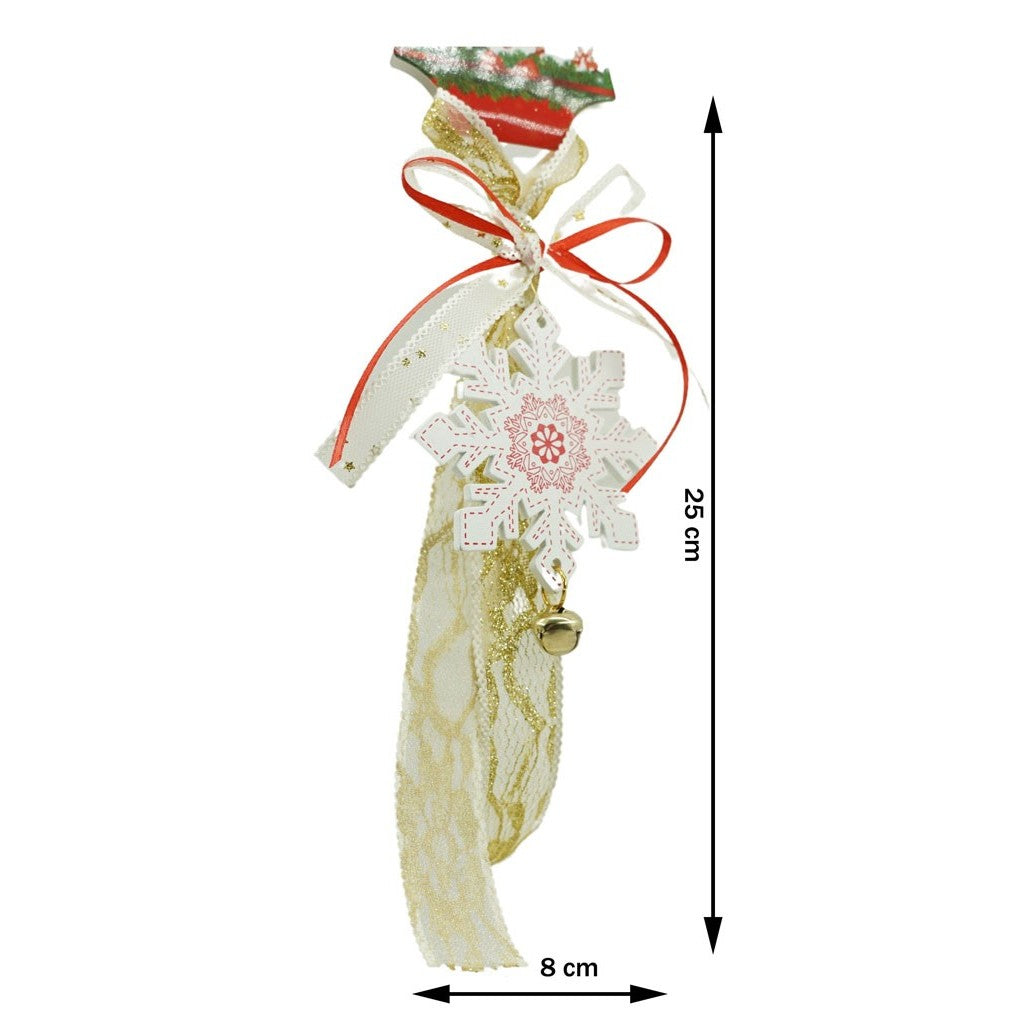 Ornament de brad fulg de nea, Flippy, alb, lemn, 25 cm-3
