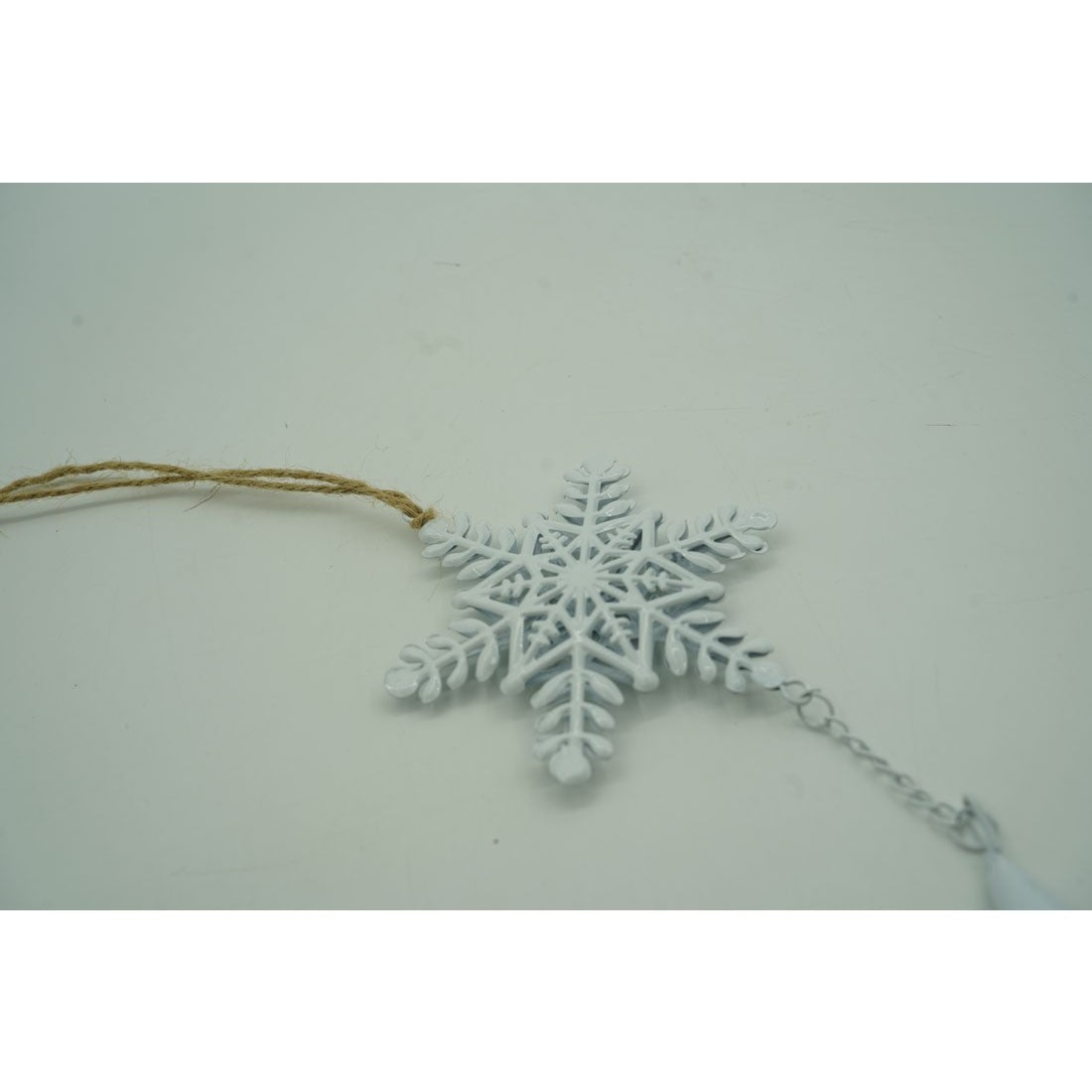 Ornament de brad fulg de nea, Flippy, alb, metal, 20 cm-4