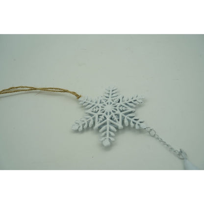 Ornament de brad fulg de nea, Flippy, alb, metal, 20 cm-4